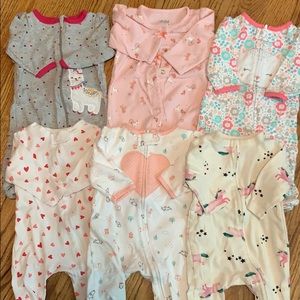 0-3M Baby Girl Pajamas (Multiple brands)